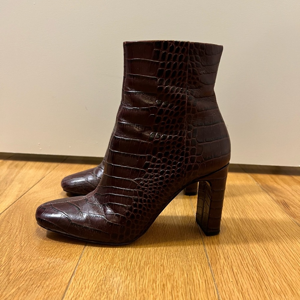Aldo red faux crocodile booties
